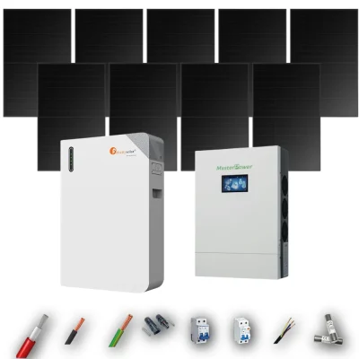 Kit Solar Full Black MasterPower 6kW 4xPanel Solar Longi 475Wp Batería Felicity 11,8kWh 9 Paneles - CuencaSolar