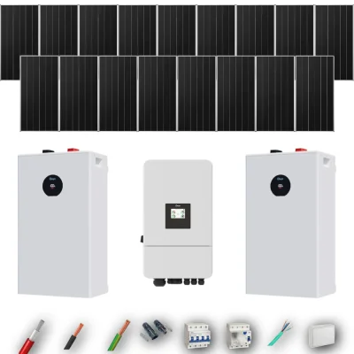 Kit Solar Trifásico Aislada Deye 10kW 16xPanel Solar Aiko 665Wp 2xBatería Deye 16kWh 17 Paneles - CuencaSolar