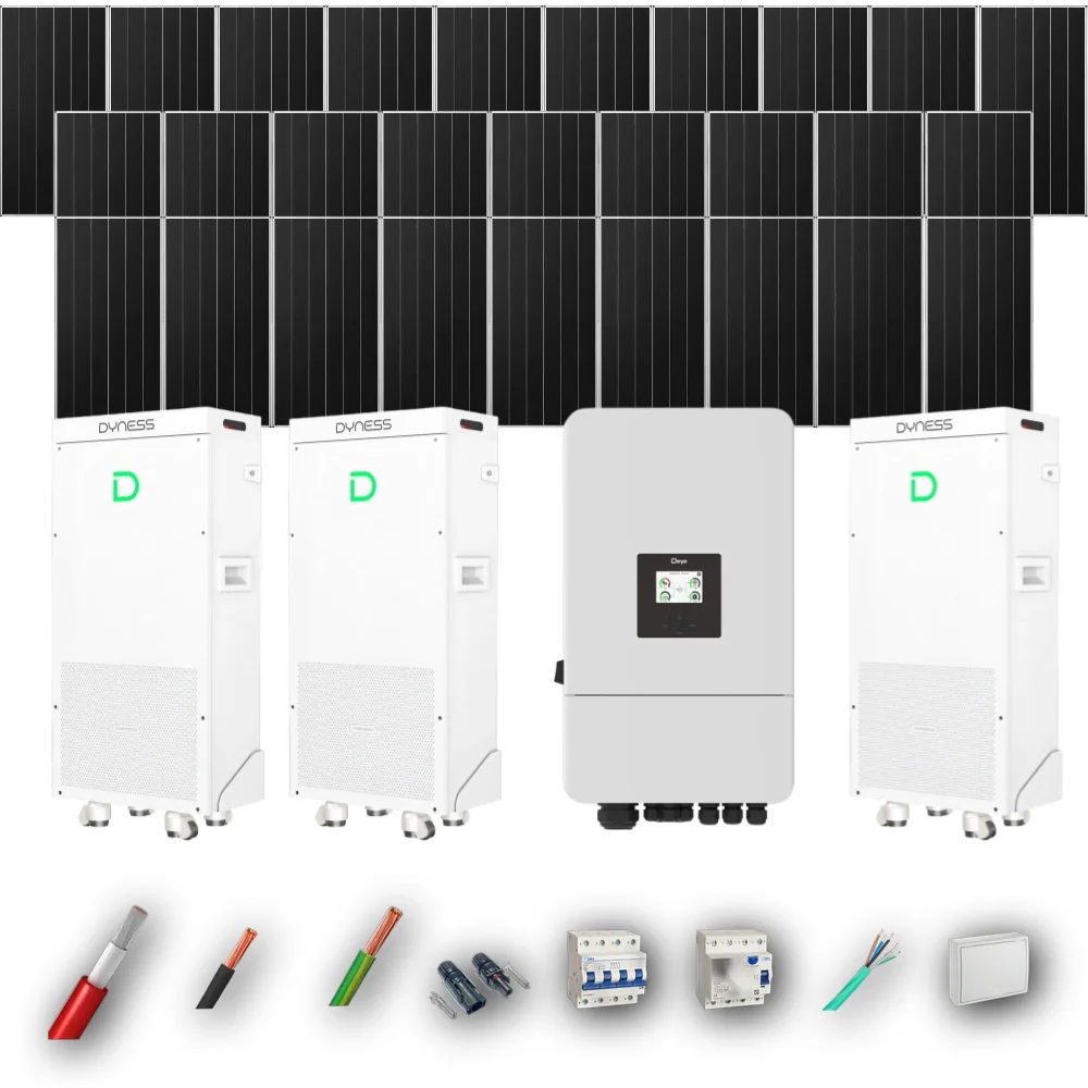 Kit Solar Trifásico Aislada Deye 15kW 25xPanel Solar Aiko 665Wp 3xBatería Dyness 16kWh 28 Paneles - CuencaSolar