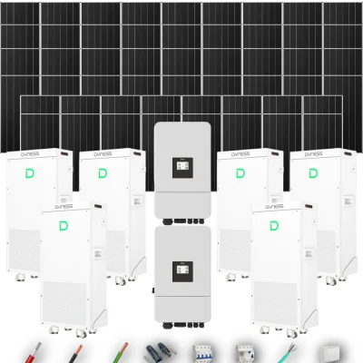 Kit Solar Trifásico Aislada Deye 40kW 51xPanel Solar Aiko 665Wp 6xBatería Dyness 16kWh 52 Paneles - CuencaSolar