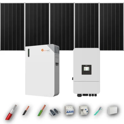 Kit Solar Trifásico Aislada Deye 5kW 4xPanel Solar Aiko 665Wp Batería Deye 11,8kWh 5 Paneles - CuencaSolar