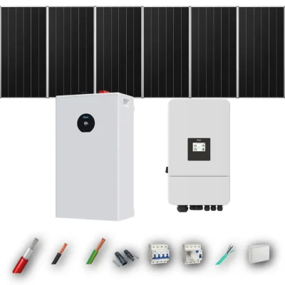 Kit Solar Trifásico Aislada Deye 5kW 4xPanel Solar Aiko 665Wp Batería Deye 16kWh 6 Paneles - CuencaSolar