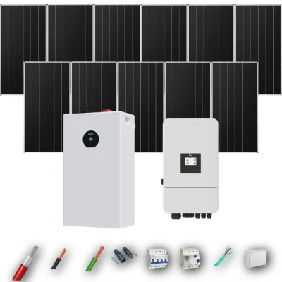 Kit Solar Trifásico Aislada Deye 6kW 8xPanel Solar Aiko 665Wp Batería Deye 16kWh 11 Paneles - CuencaSolar