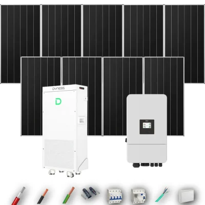 Kit Solar Trifásico Aislada Deye 6kW 8xPanel Solar Aiko 665Wp Batería Dyness 16kWh 9 Paneles - CuencaSolar