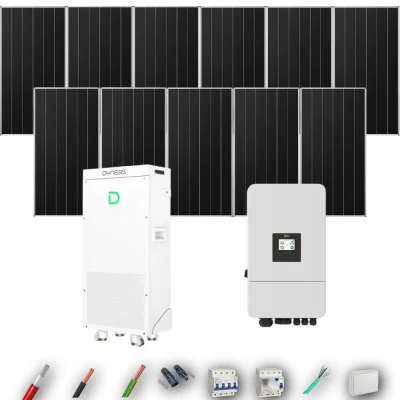 Kit Solar Trifásico Aislada Deye 6kW 8xPanel Solar Aiko 665Wp Batería Dyness 16kWh 11 Paneles - CuencaSolar