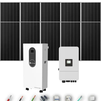 Kit Solar Trifásico Aislada Deye 6kW 8xPanel Solar Aiko 665Wp Batería Turbo Energy 16kWh 10 Paneles - CuencaSolar