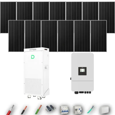 Kit Solar Trifásico Aislada Deye 8kW 12xPanel Solar Aiko 665Wp Batería Dyness 16kWh 13 Paneles - CuencaSolar
