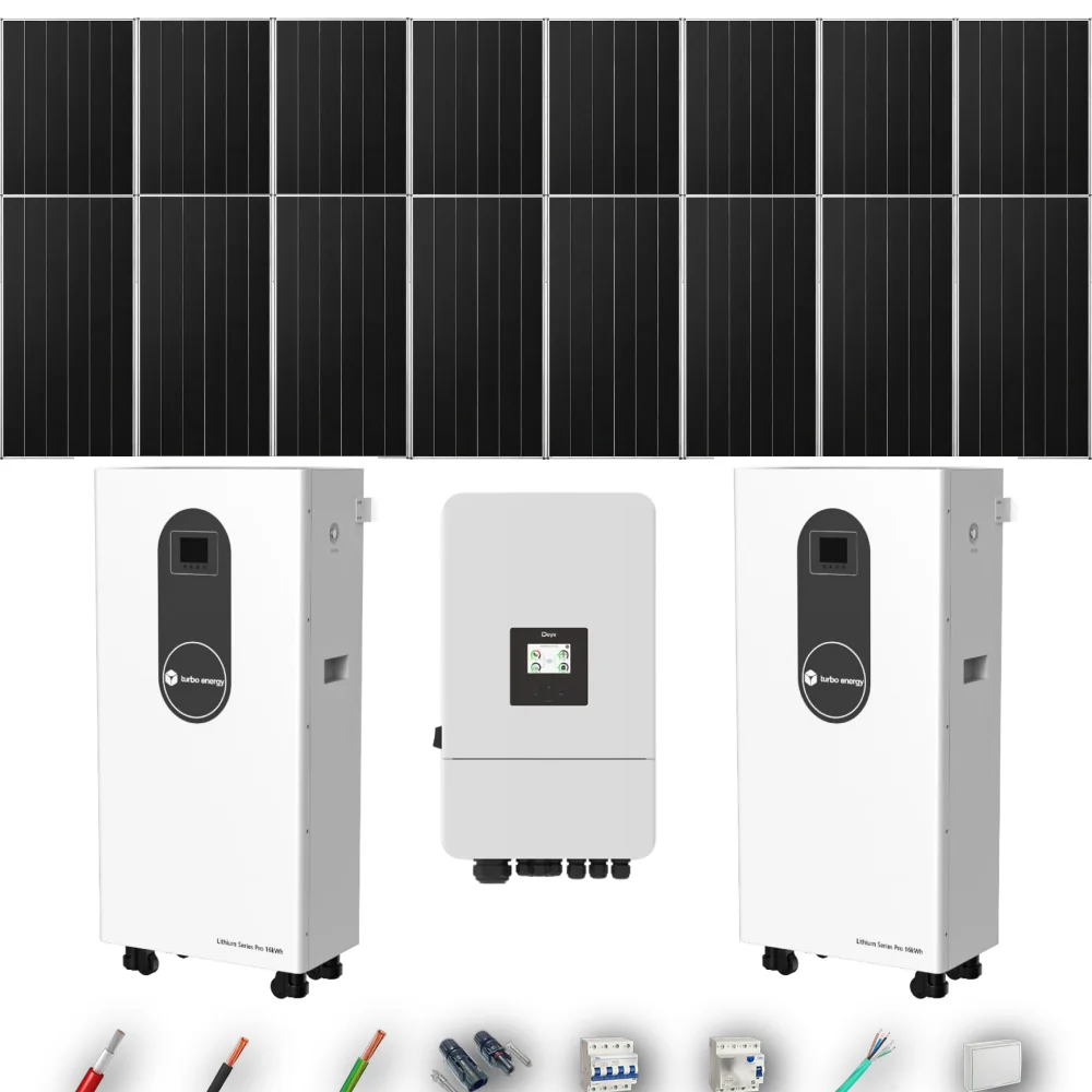 Kit Solar Trifásico Autoconsumo Deye 10kW 16xPanel Solar Aiko 665Wp 2xBatería Turbo Energy 16kWh 16 Paneles - CuencaSolar