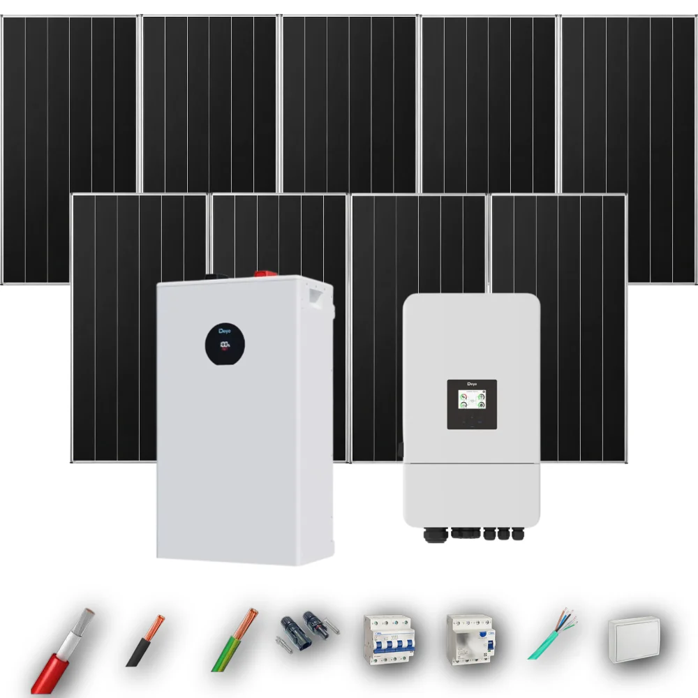 Kit Solar Trifásico Autoconsumo Deye 6kW 8xPanel Solar Aiko 665Wp Batería Deye 16kWh 9 Paneles - CuencaSolar