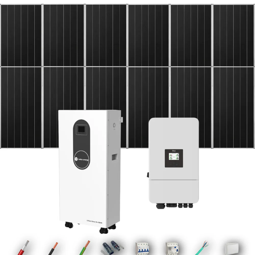 Kit Solar Trifásico Autoconsumo Deye 8kW 12xPanel Solar Aiko 665Wp Batería Turbo Energy 16kWh 12 Paneles - CuencaSolar
