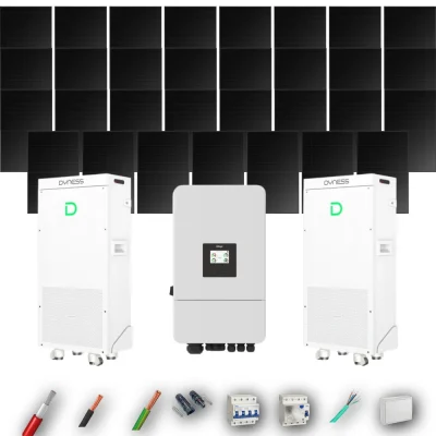 Kit Solar Trifásico Full Black Aislada Deye 12kW 29xPanel Solar Hyundai 500Wp FB 2 x Batería Dyness 16kWh 31 Paneles - CuencaSolar