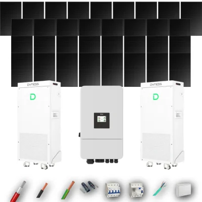Kit Solar Trifásico Full Black Aislada Deye 12kW 29xPanel Solar Hyundai 500Wp FB 2 x Batería Dyness 16kWh 33 Paneles - CuencaSolar