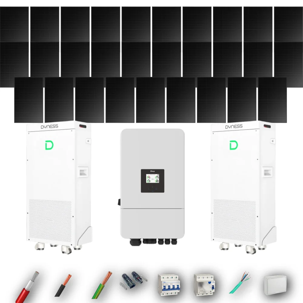 Kit Solar Trifásico Full Black Aislada Deye 12kW 29xPanel Solar Longi 475Wp FB 2 x Batería Dyness 16kWh 29 Paneles - CuencaSolar