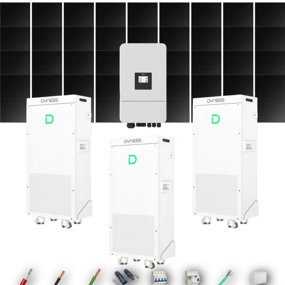 Kit Solar Trifásico Full Black Aislada Deye 15kW 34xPanel Solar Hanersun 510Wp 3 x Batería Dyness 16kWh 36 Paneles - CuencaSolar