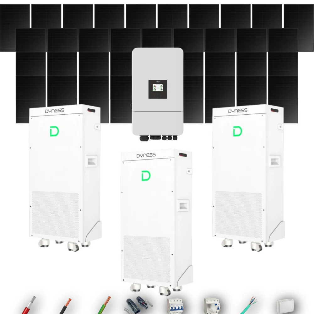 Kit Solar Trifásico Full Black Aislada Deye 15kW 34xPanel Solar Hanersun 510Wp 3 x Batería Dyness 16kWh 37 Paneles - CuencaSolar