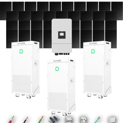Kit Solar Trifásico Full Black Aislada Deye 15kW 34xPanel Solar Hyundai 500Wp 3 x Batería Dyness 16kWh 37 Paneles - CuencaSolar