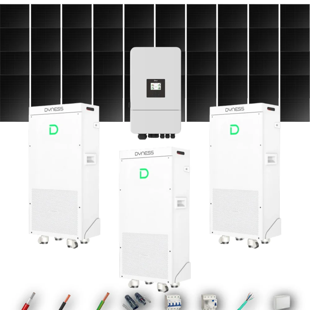 Kit Solar Trifásico Full Black Aislada Deye 15kW 34xPanel Solar Longi 475Wp 3 x Batería Dyness 16kWh 40 Paneles - CuencaSolar