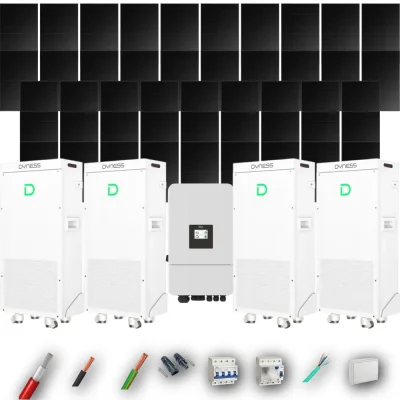 Kit Solar Trifásico Full Black Aislada Deye 20kW 43xPanel Solar Longi 475Wp 4 x Batería Dyness 16kWh 47 Paneles - CuencaSolar