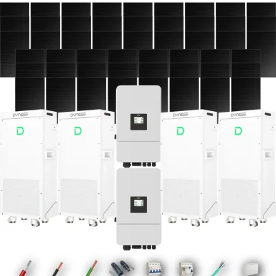 Kit Solar Trifásico Full Black Aislada Deye 24kW 51xPanel Solar Hyundai 500Wp 4 x Batería Dyness 16kWh 51 Paneles - CuencaSolar