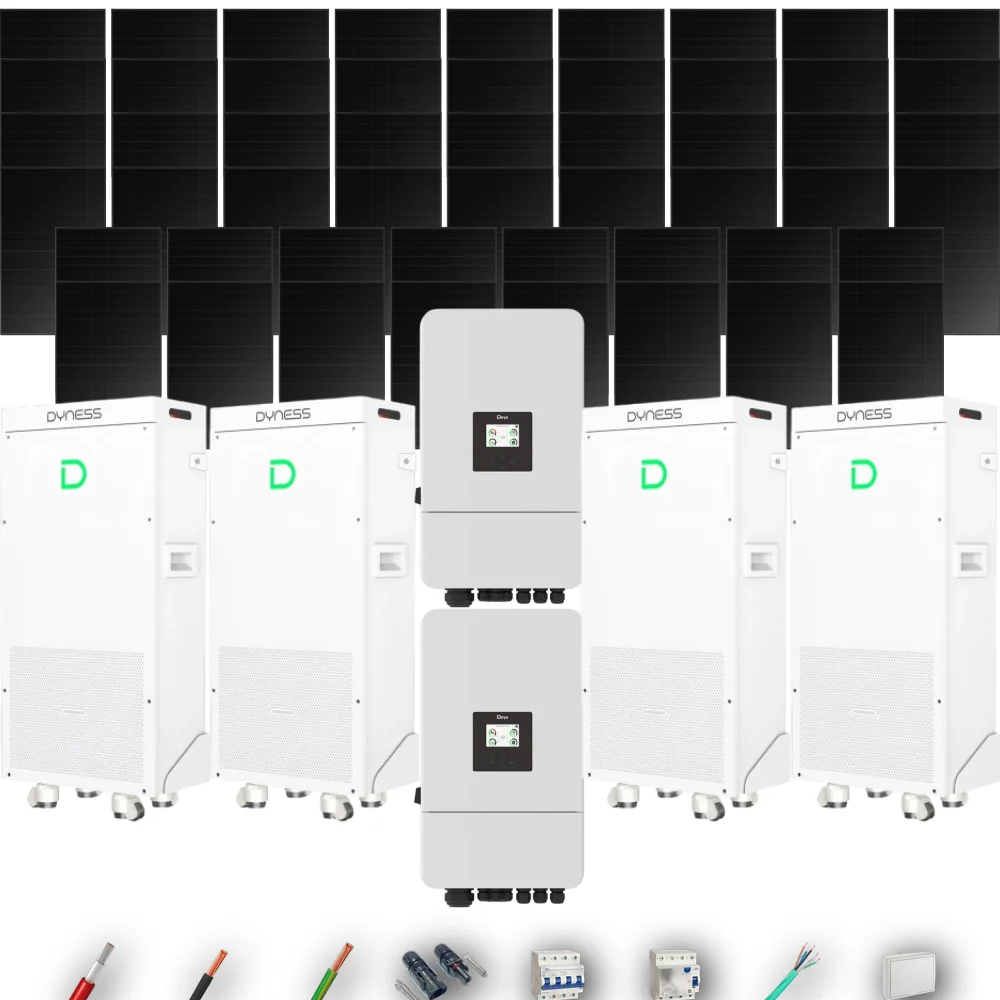 Kit Solar Trifásico Full Black Aislada Deye 24kW 51xPanel Solar Longi 475Wp 4 x Batería Dyness 16kWh 52 Paneles - CuencaSolar