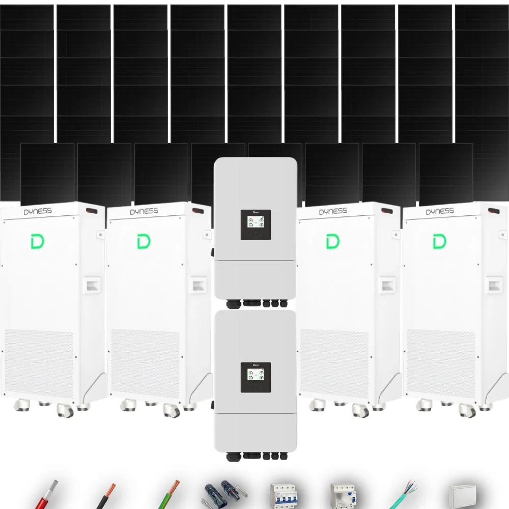 Kit Solar Trifásico Full Black Aislada Deye 24kW 51xPanel Solar Longi 475Wp 4 x Batería Dyness 16kWh 53 Paneles - CuencaSolar