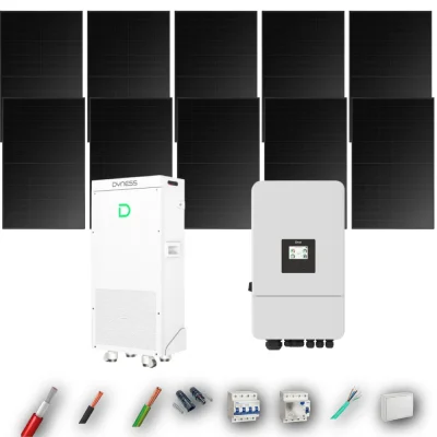 Kit Solar Trifásico Full Black Aislada Deye 6kW 10xPanel Solar Longi 475Wp FB Batería Dyness 16kWh 10 Paneles - CuencaSolar