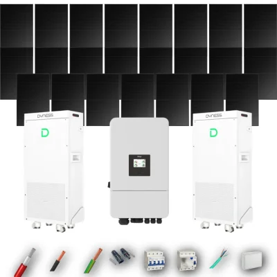 Kit Solar Trifásico Full Black Autoconsumo Deye 10kW 22xPanel Solar Hyundai 500Wp FB 2 x Batería Dyness 16kWh 23 Paneles - CuencaSolar