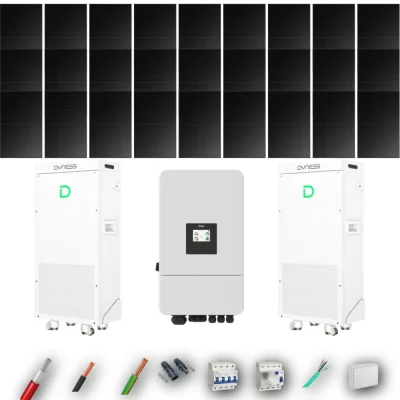 Kit Solar Trifásico Full Black Autoconsumo Deye 10kW 22xPanel Solar Hyundai 500Wp FB 2 x Batería Dyness 16kWh 27 Paneles - CuencaSolar