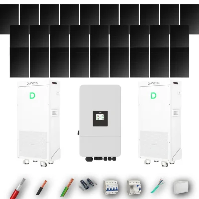 Kit Solar Trifásico Full Black Autoconsumo Deye 10kW 22xPanel Solar Hyundai 500Wp FB 2 x Batería Dyness 16kWh 28 Paneles - CuencaSolar