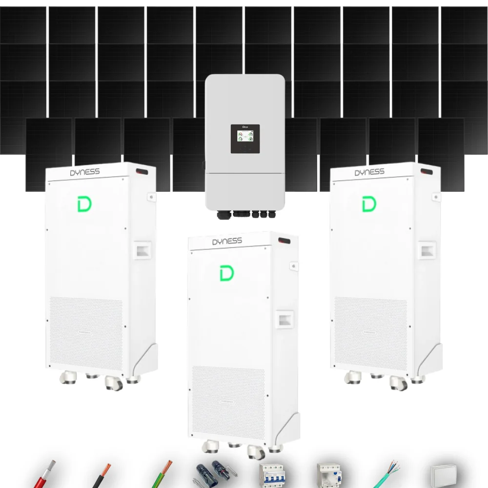 Kit Solar Trifásico Full Black Autoconsumo Deye 15kW 34xPanel Solar Hanersun 510Wp 3 x Batería Dyness 16kWh 39 Paneles - CuencaSolar
