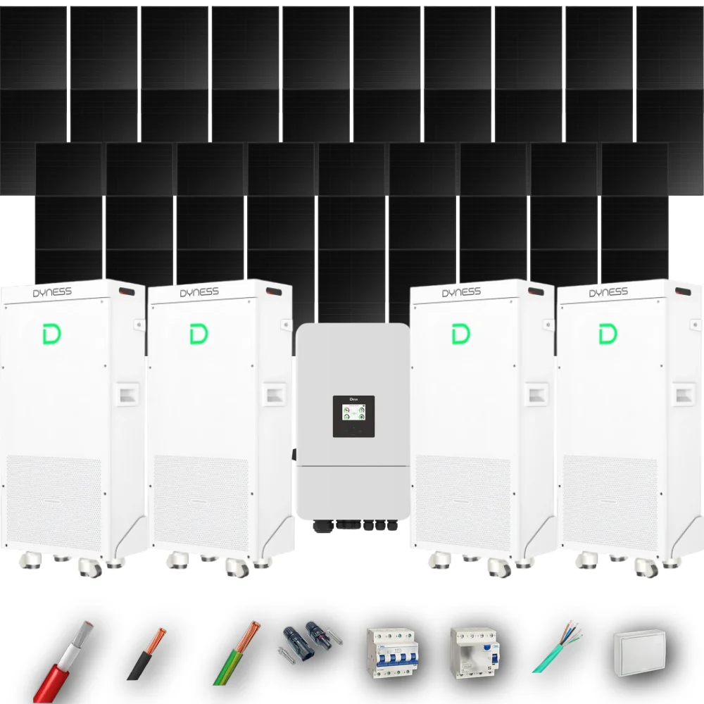 Kit Solar Trifásico Full Black Autoconsumo Deye 20kW 43xPanel Solar Hyundai 500Wp 4 x Batería Dyness 16kWh 47 Paneles - CuencaSolar