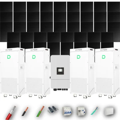 Kit Solar Trifásico Full Black Autoconsumo Deye 20kW 43xPanel Solar Hyundai 500Wp 4 x Batería Dyness 16kWh 43 Paneles - CuencaSolar