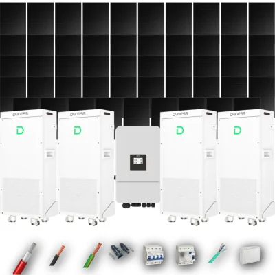 Kit Solar Trifásico Full Black Autoconsumo Deye 20kW 43xPanel Solar Longi 475Wp 4 x Batería Dyness 16kWh 49 Paneles - CuencaSolar