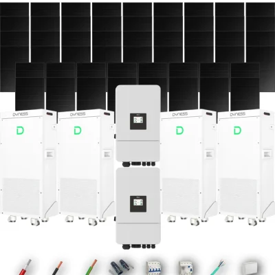 Kit Solar Trifásico Full Black Autoconsumo Deye 24kW 51xPanel Solar Hyundai 500Wp 4 x Batería Dyness 16kWh 52 Paneles - CuencaSolar