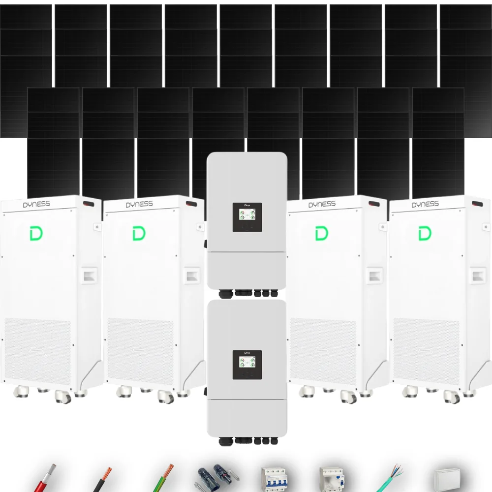 Kit Solar Trifásico Full Black Autoconsumo Deye 24kW 51xPanel Solar Longi 475Wp 4 x Batería Dyness 16kWh 51 Paneles - CuencaSolar