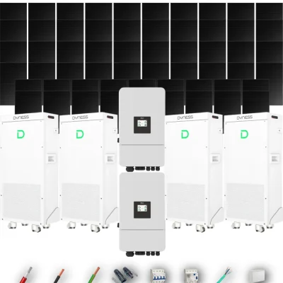 Kit Solar Trifásico Full Black Autoconsumo Deye 30kW 57xPanel Solar Hyundai 500Wp 4 x Batería Dyness 16kWh 58 Paneles - CuencaSolar