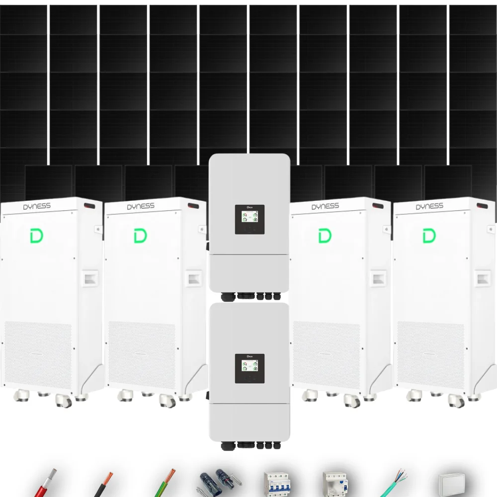 Kit Solar Trifásico Full Black Autoconsumo Deye 30kW 57xPanel Solar Hyundai 500Wp 4 x Batería Dyness 16kWh 59 Paneles - CuencaSolar