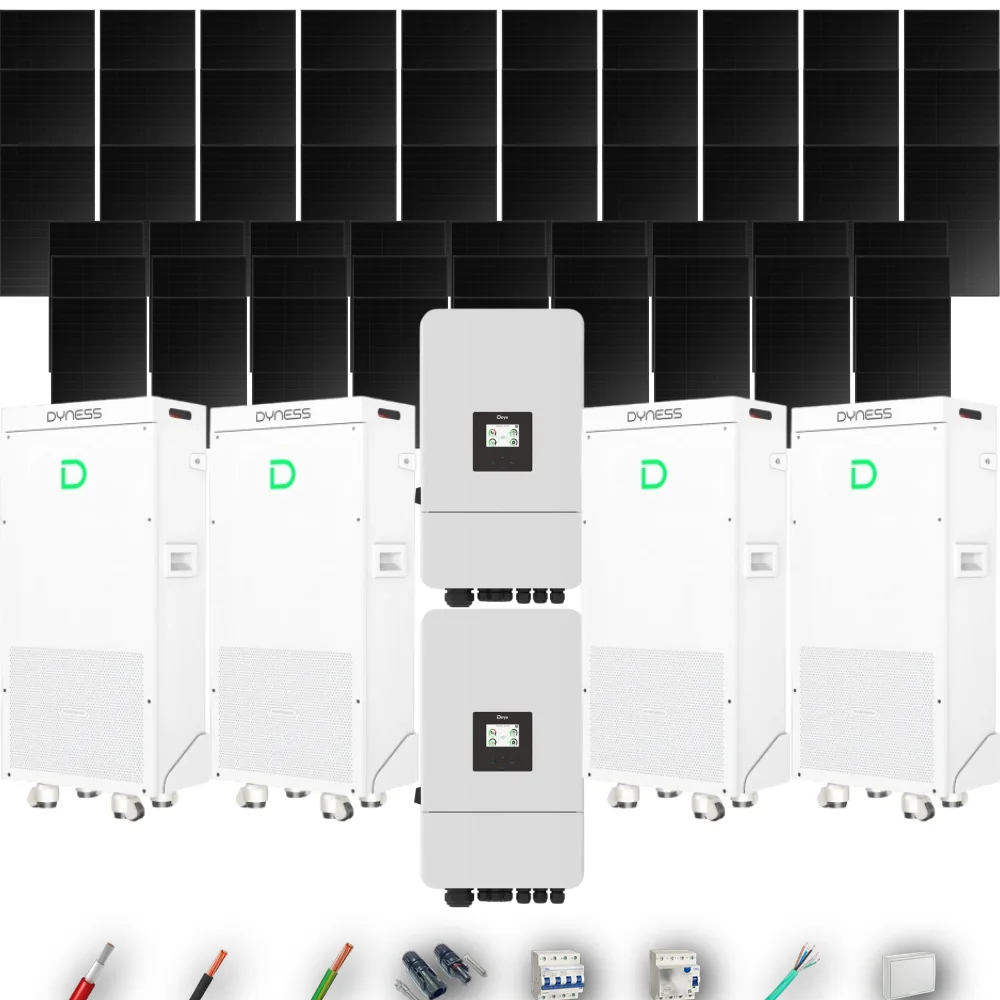 Kit Solar Trifásico Full Black Autoconsumo Deye 30kW 57xPanel Solar Longi 475Wp 4 x Batería Dyness 16kWh 57 Paneles - CuencaSolar