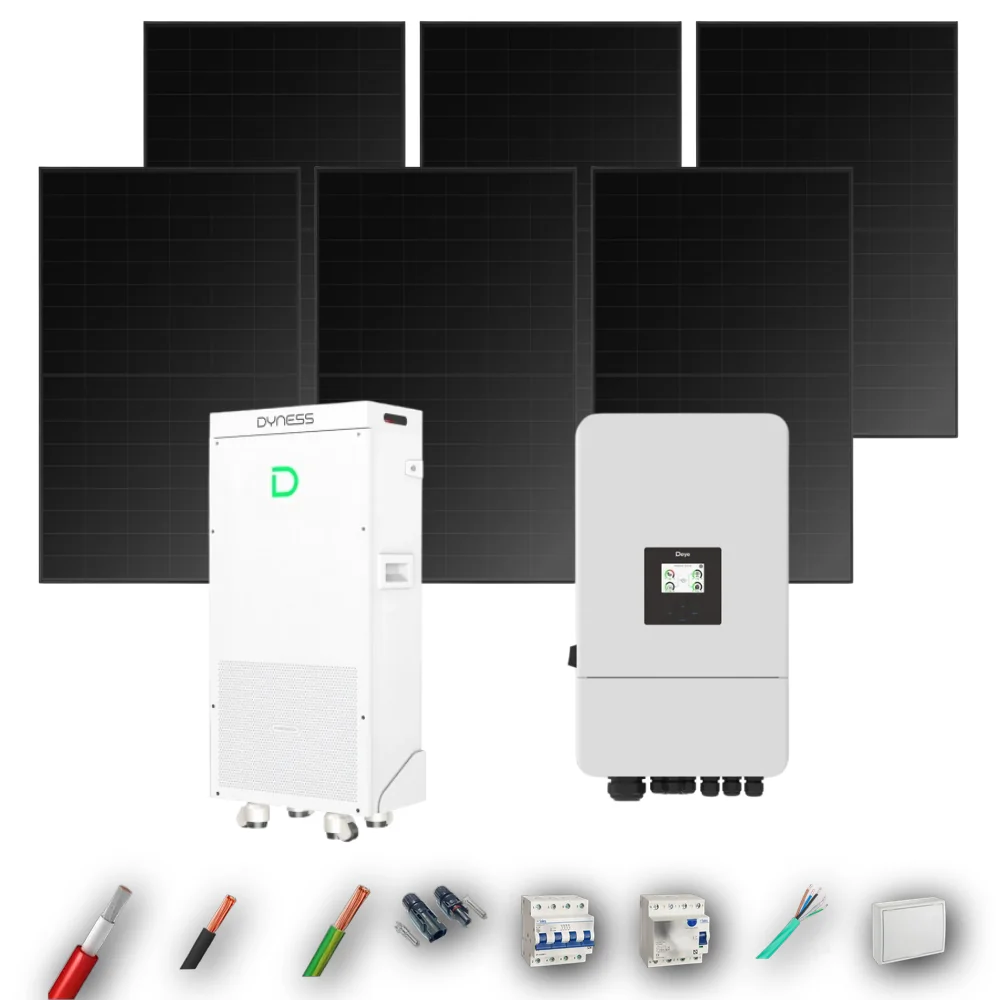 Kit Solar Trifásico Full Black Autoconsumo Deye 5kW 5xPanel Solar Longi 475Wp FB Batería Dyness 16kWh 6 Paneles - CuencaSolar
