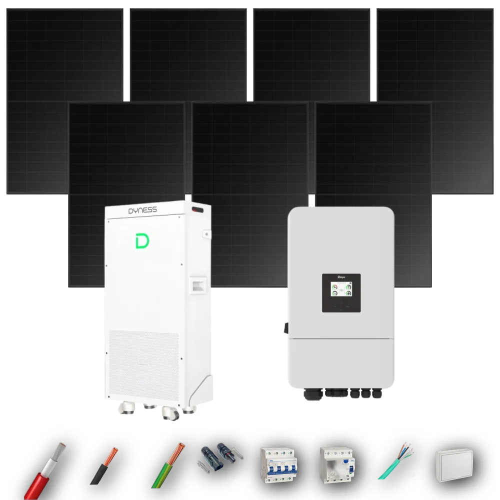 Kit Solar Trifásico Full Black Autoconsumo Deye 5kW 5xPanel Solar Longi 475Wp FB Batería Dyness 16kWh 7 Paneles - CuencaSolar