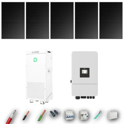 Kit Solar Trifásico Full Black Autoconsumo Deye 5kW 5xPanel Solar Longi 475Wp FB Batería Dyness 16kWh 5 Paneles - CuencaSolar