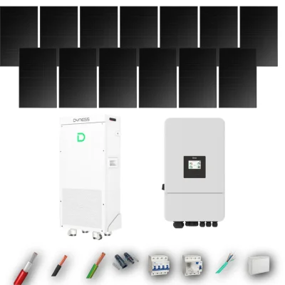 Kit Solar Trifásico Full Black Autoconsumo Deye 6kW 10xPanel Solar Hyundai 500Wp FB Batería Dyness 16kWh 13 Paneles - CuencaSolar