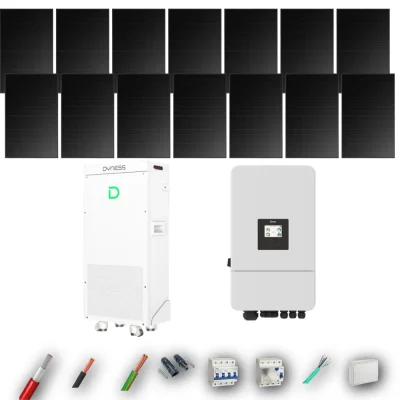 Kit Solar Trifásico Full Black Autoconsumo Deye 6kW 10xPanel Solar Hyundai 500Wp FB Batería Dyness 16kWh 14 Paneles - CuencaSolar