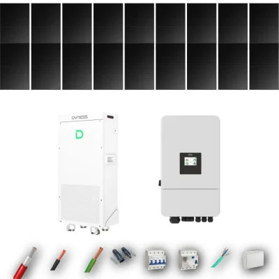 Kit Solar Trifásico Full Black Autoconsumo Deye 8kW 16xPanel Solar Hyundai 500Wp FB Batería Dyness 16kWh 18 Paneles - CuencaSolar