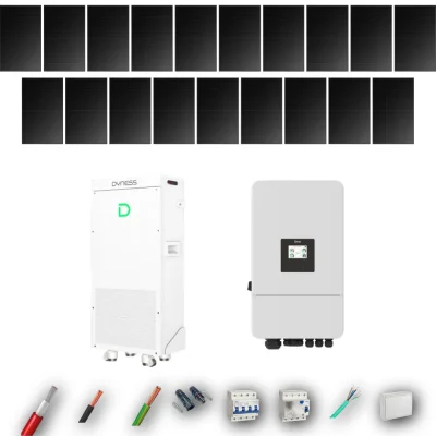 Kit Solar Trifásico Full Black Autoconsumo Deye 8kW 16xPanel Solar Hyundai 500Wp FB Batería Dyness 16kWh 19 Paneles - CuencaSolar