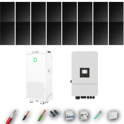 Kit Solar Trifásico Full Black Autoconsumo Deye 8kW 16xPanel Solar Hyundai 500Wp FB Batería Dyness 16kWh 16 Paneles - CuencaSolar