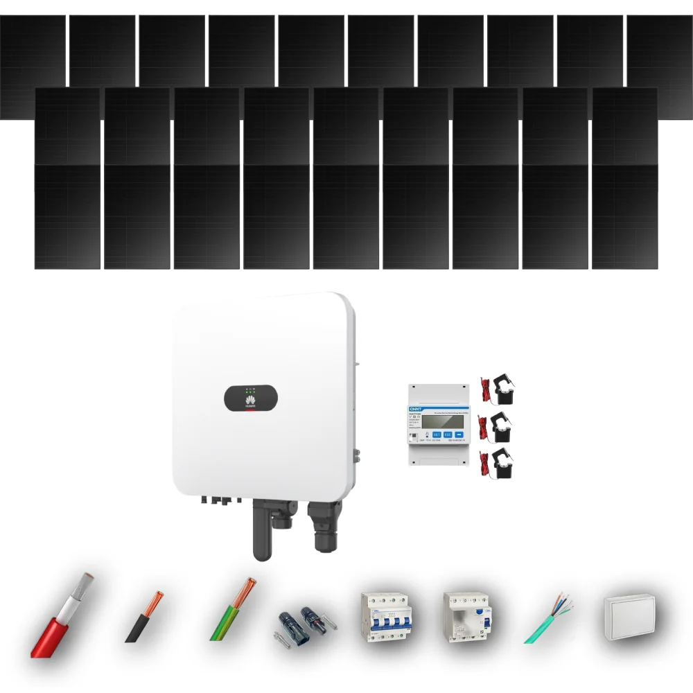 Kit Solar Trifásico Full Black Autoconsumo Huawei 10kW 26xPanel Solar Longi 475Wp 28 Paneles - CuencaSolar