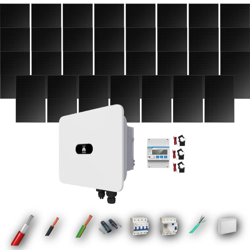 Kit Solar Trifásico Full Black Autoconsumo Huawei 15kW 31xPanel Solar Hanersun 510Wp 31 Paneles - CuencaSolar