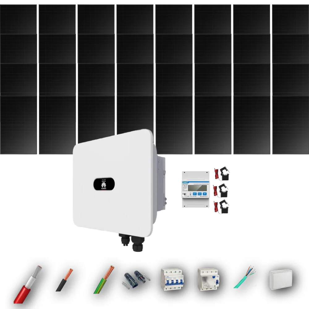 Kit Solar Trifásico Full Black Autoconsumo Huawei 15kW 31xPanel Solar Longi 475Wp 32 Paneles - CuencaSolar