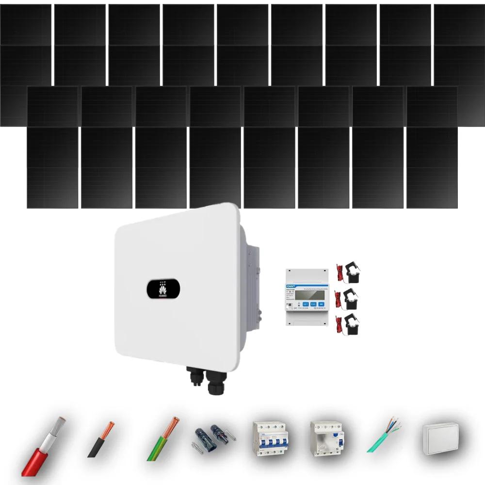 Kit Solar Trifásico Full Black Autoconsumo Huawei 15kW 31xPanel Solar Longi 475Wp 34 Paneles - CuencaSolar